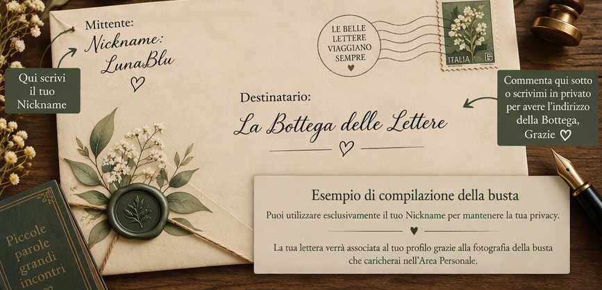 Esempio di busta per l'archivio della Bottega
